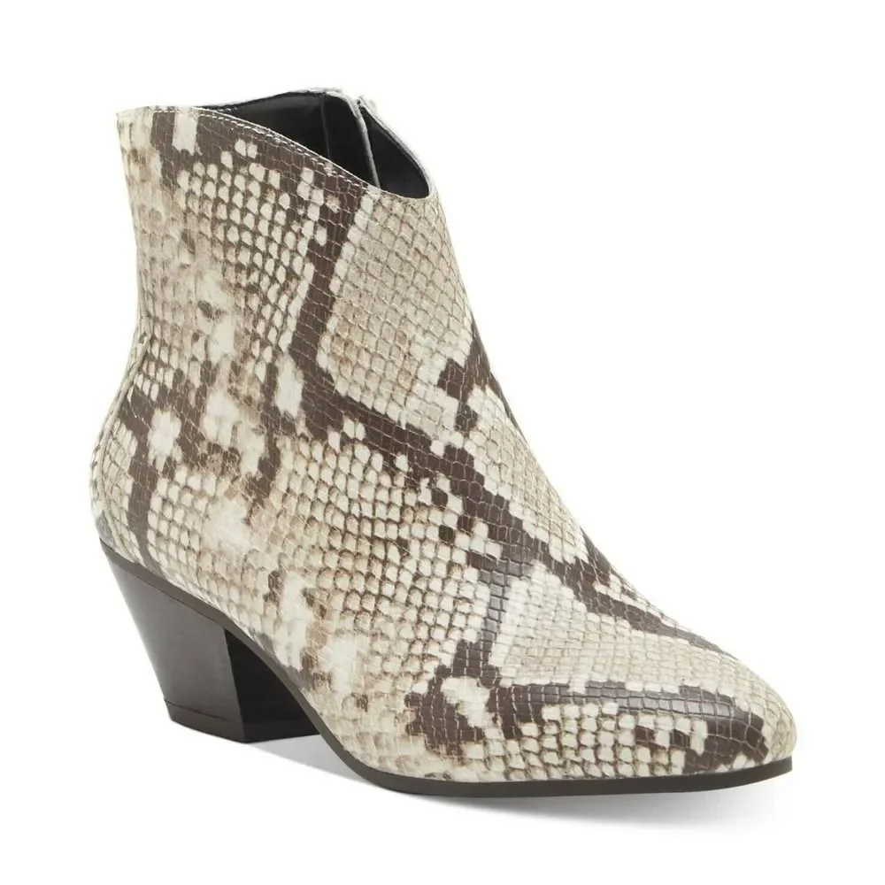 INC Womens Idra Faux Leather Almond Toe Booties ANIMAL PRINT size 8 - Picture 9 of 9